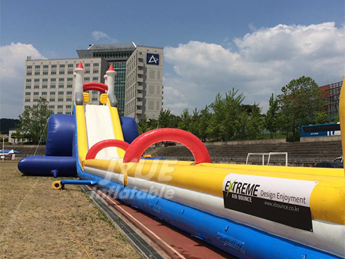 diablo inflable del juguete del agua del grado loco con el carril y la piscina para el anuncio
