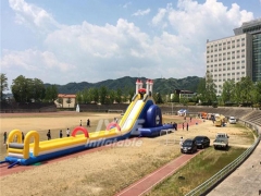 diablo inflable del juguete del agua del grado loco con el carril y la piscina para el anuncio