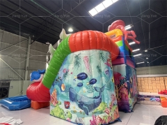 Marble Octopus Inflatable Slide Double lane Inflatable Water Slide with Pool Slide for Party Business