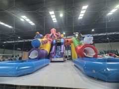 Marble Octopus Inflatable Slide Double lane Inflatable Water Slide with Pool Slide for Party Business
