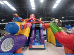 Marble Octopus Inflatable Slide Double lane Inflatable Water Slide with Pool Slide for Party Business