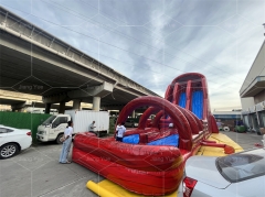 Commercial Mobile High Red Inflatable Wtaer Slide with Pool Slide for Adults