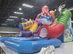 Marble Octopus Inflatable Slide Double lane Inflatable Water Slide with Pool Slide for Party Business