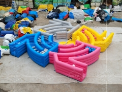 Outdoor 4 Player PVC Dizzy X Maze Pipe Game Labyrinth Wipeout Inflatable Obstacle Course