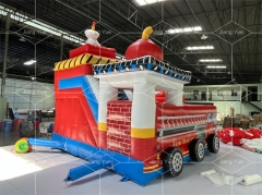 Party Rental Blow up Inflatable Jumping Castle Combo Fire Station Commercial Bouncy Castles