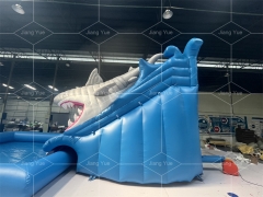 Popular Shark Shape Inflatable Water Slide Children's Outdoor Shape Water Slide with Swimming Pool Customized for Sale