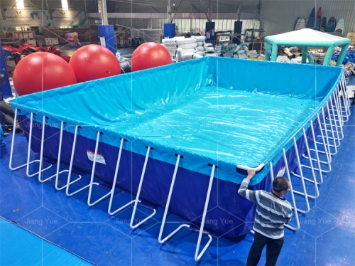 Commercial Rectangular Outdoors Metal Frame Amusement Water Park Swimming Pool With Filtration System