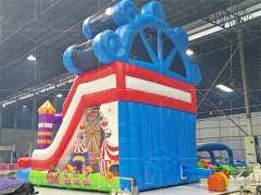 Funcity Ferris Wheel Inflatable Bouncy Castles Circus Clown Castle with Slide Combo for Kids Fun Playgrounds