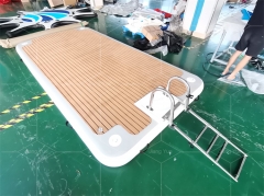 Drop Stitch PVC Teak Foam Inflatable Swim Platform Floating Dock With Ladder
