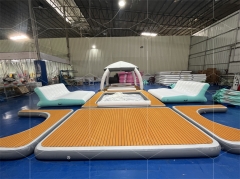 Custom Summer Relaxing Tent Inflatable Sofa Lake Lounger Floating Cabanas Floating Dock Platform Aqua Party Bana for Sale