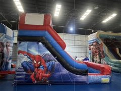 Spiderman Cartoon Dual Lane Inflatable Water Slides